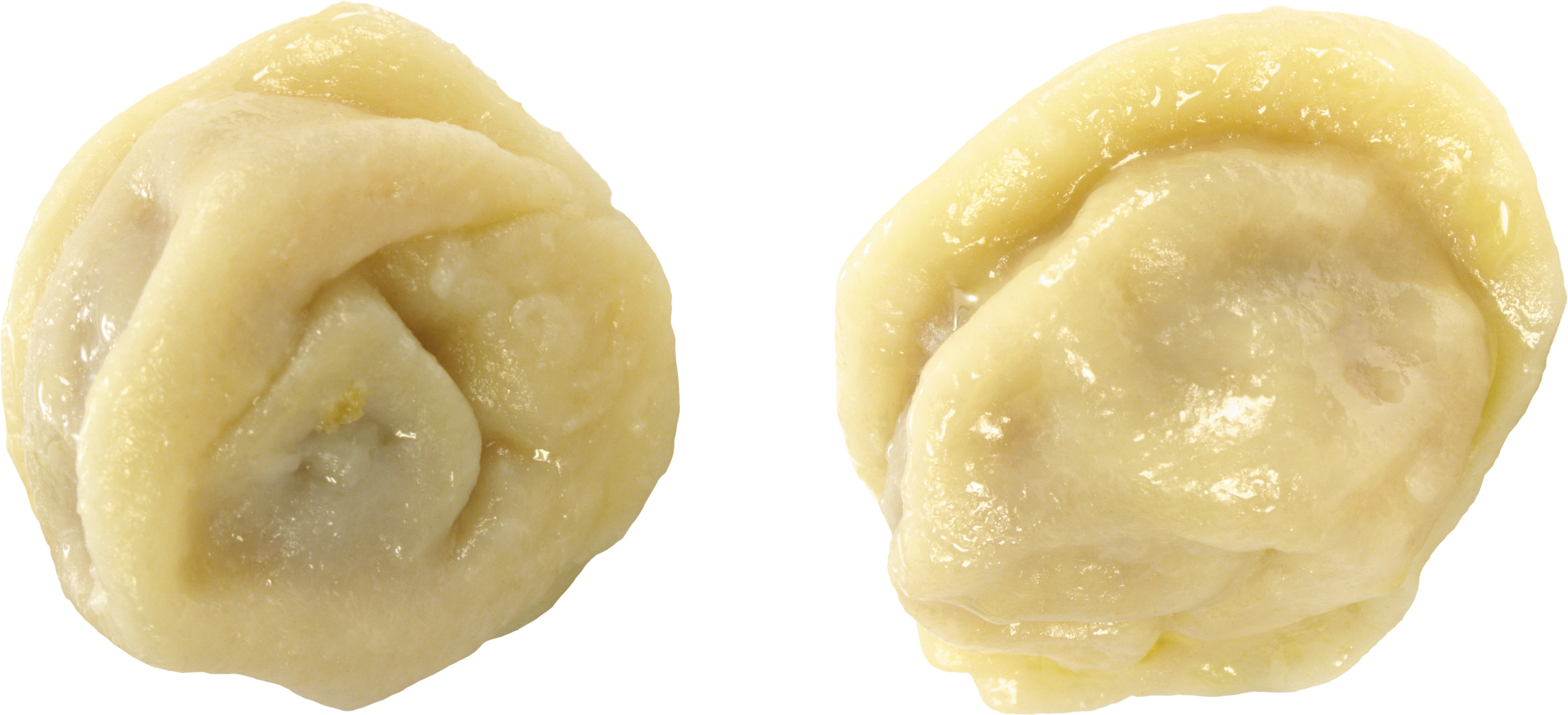 Pair Of Round Steamed Dumplings Close Up PNG Photo