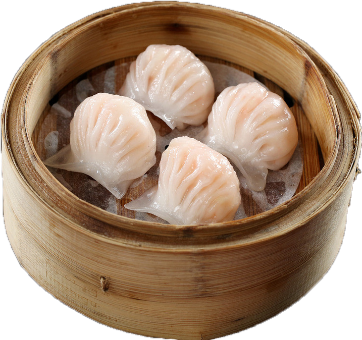 Shrimp Har Gow Dumplings In Bamboo Basket Transparent PNG Clipart