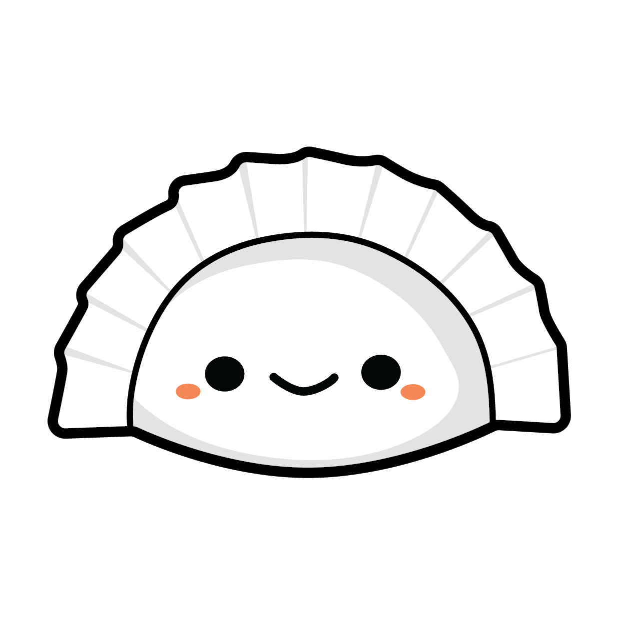 Smiling Kawaii Steamed Dumpling With Pleated Wrapper PNG Icon