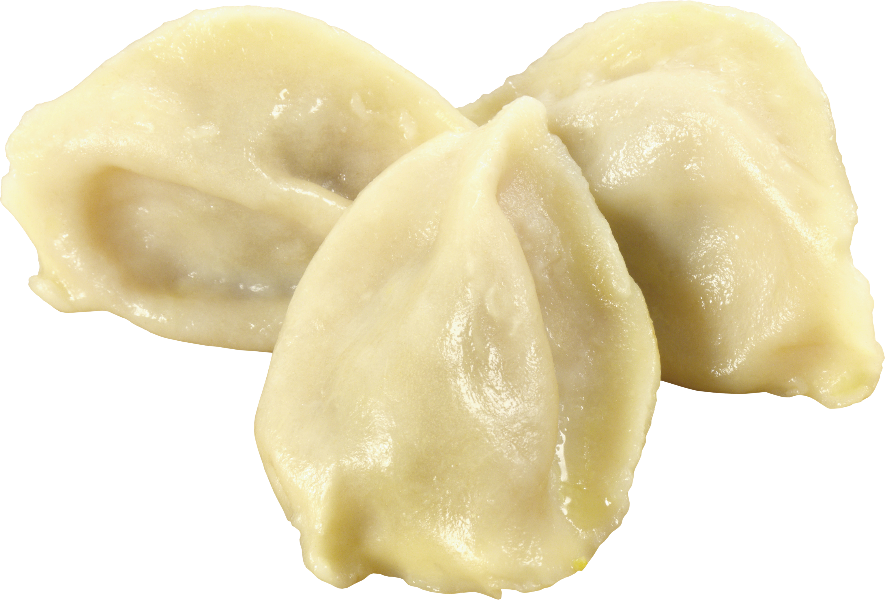 Three Soft Steamed Dumplings Isolated On White PNG Image