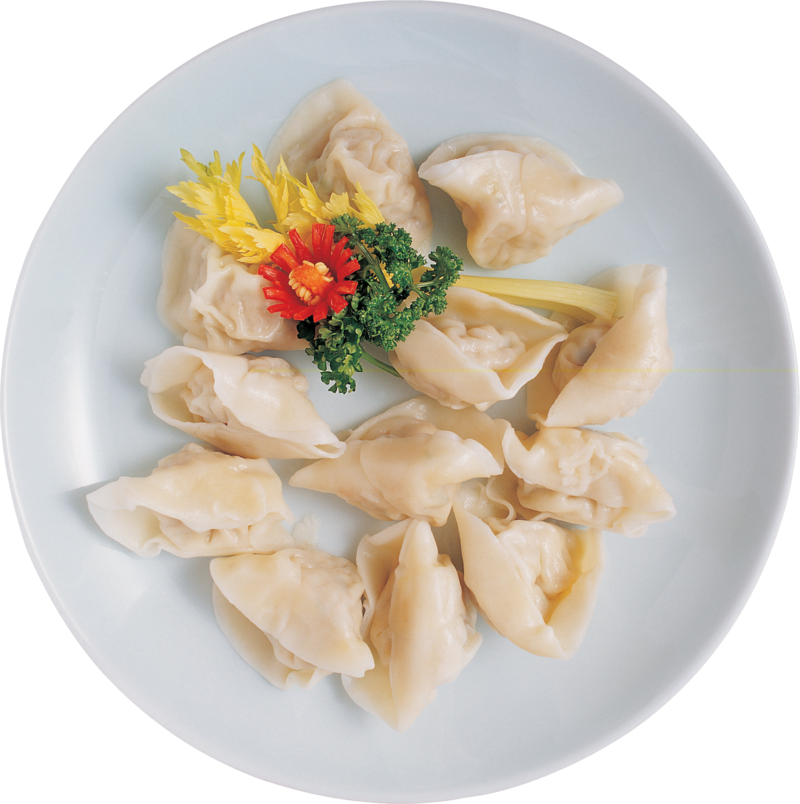 White Steamed Dumplings On Round Ceramic Plate Transparent PNG