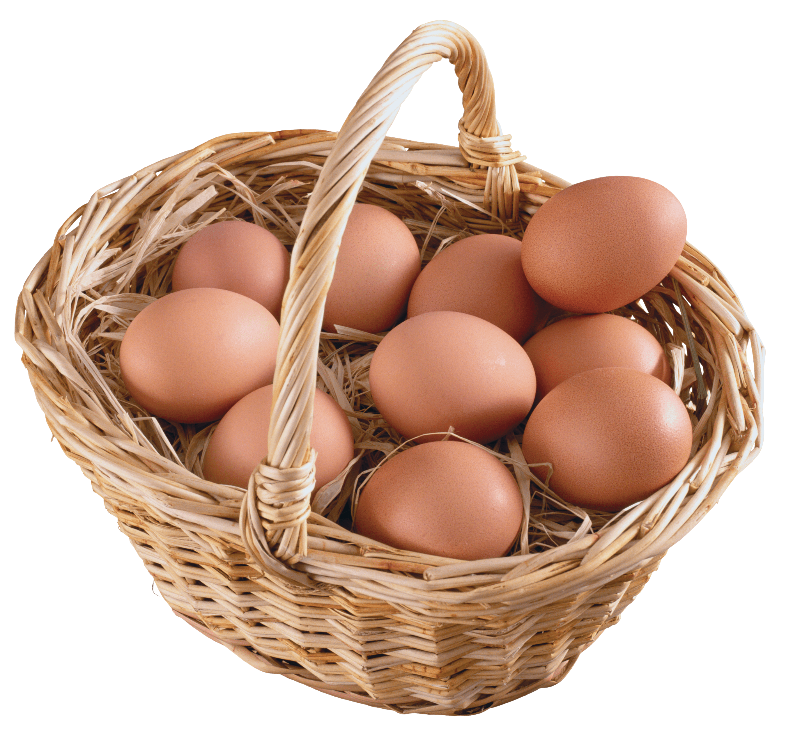 Basket Filled With Fresh Brown Eggs On Black Background PNG Photo