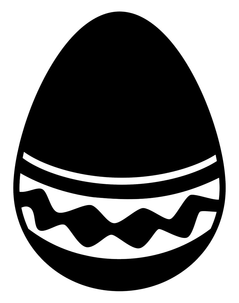 Black Easter Egg Silhouette With Decorative White Zigzag PNG Icon