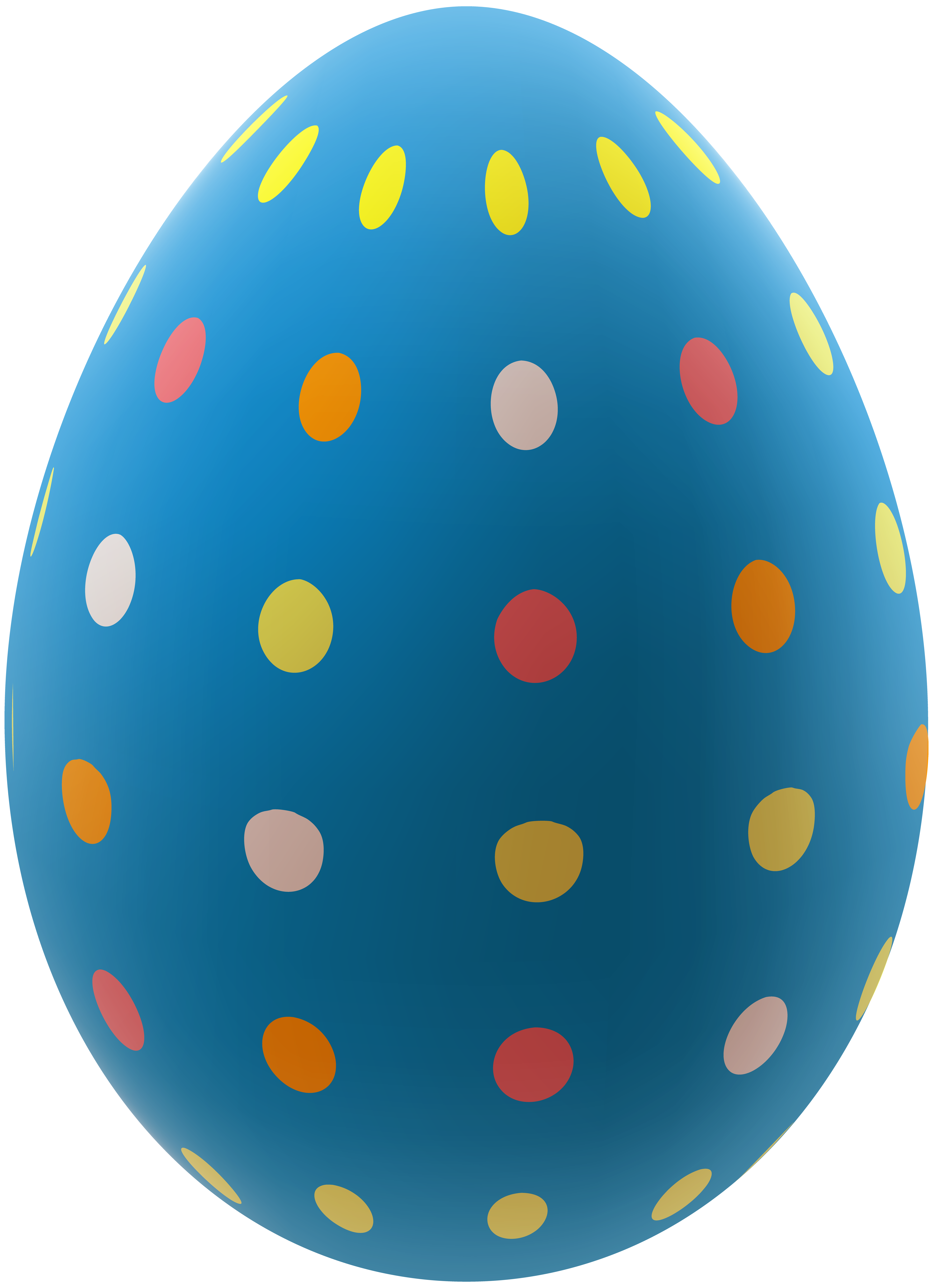 Blue Easter Egg With Colorful Polka Dot Pattern PNG Graphic