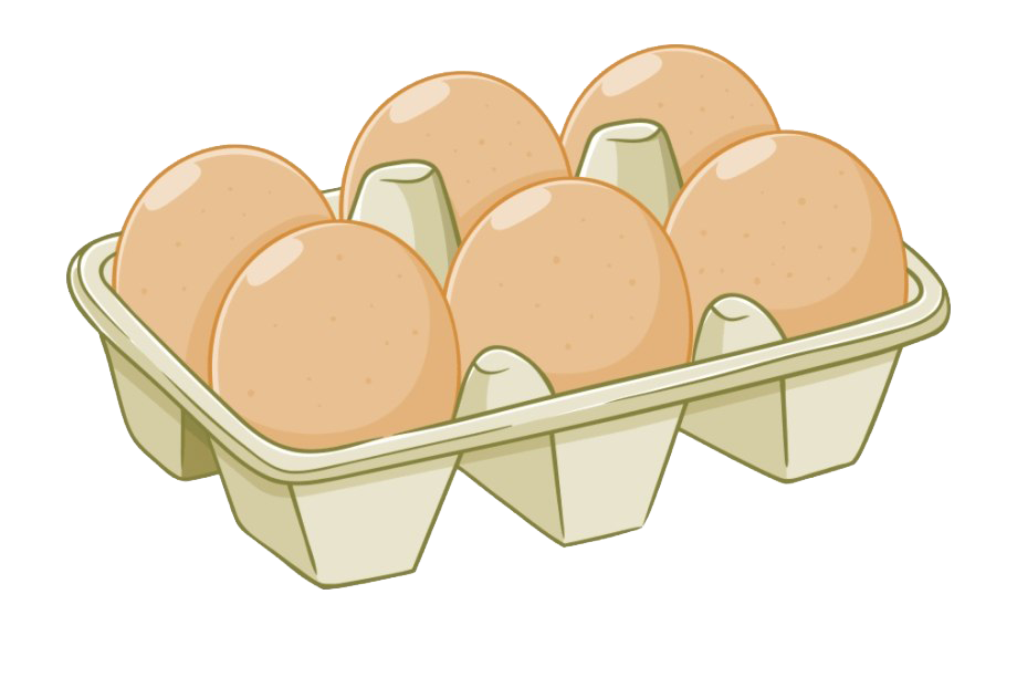 Cartoon Brown Eggs In Cardboard Egg Carton Transparent PNG