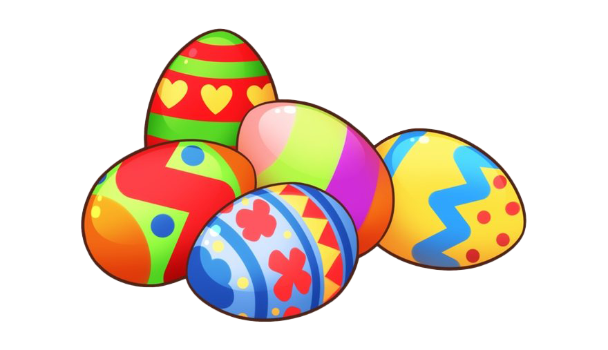 Colorful Painted Easter Eggs With Bright Spring Patterns PNG Image