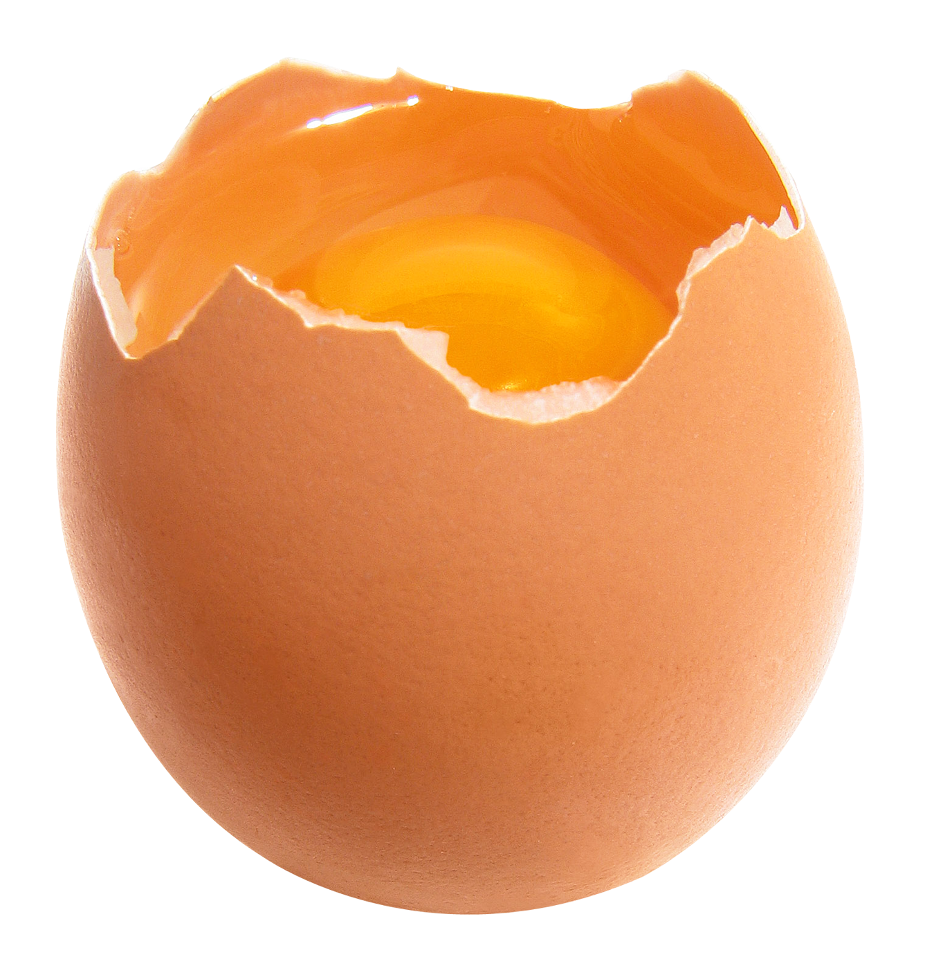 Cracked Brown Egg Shell With Raw Yolk Transparent Background PNG