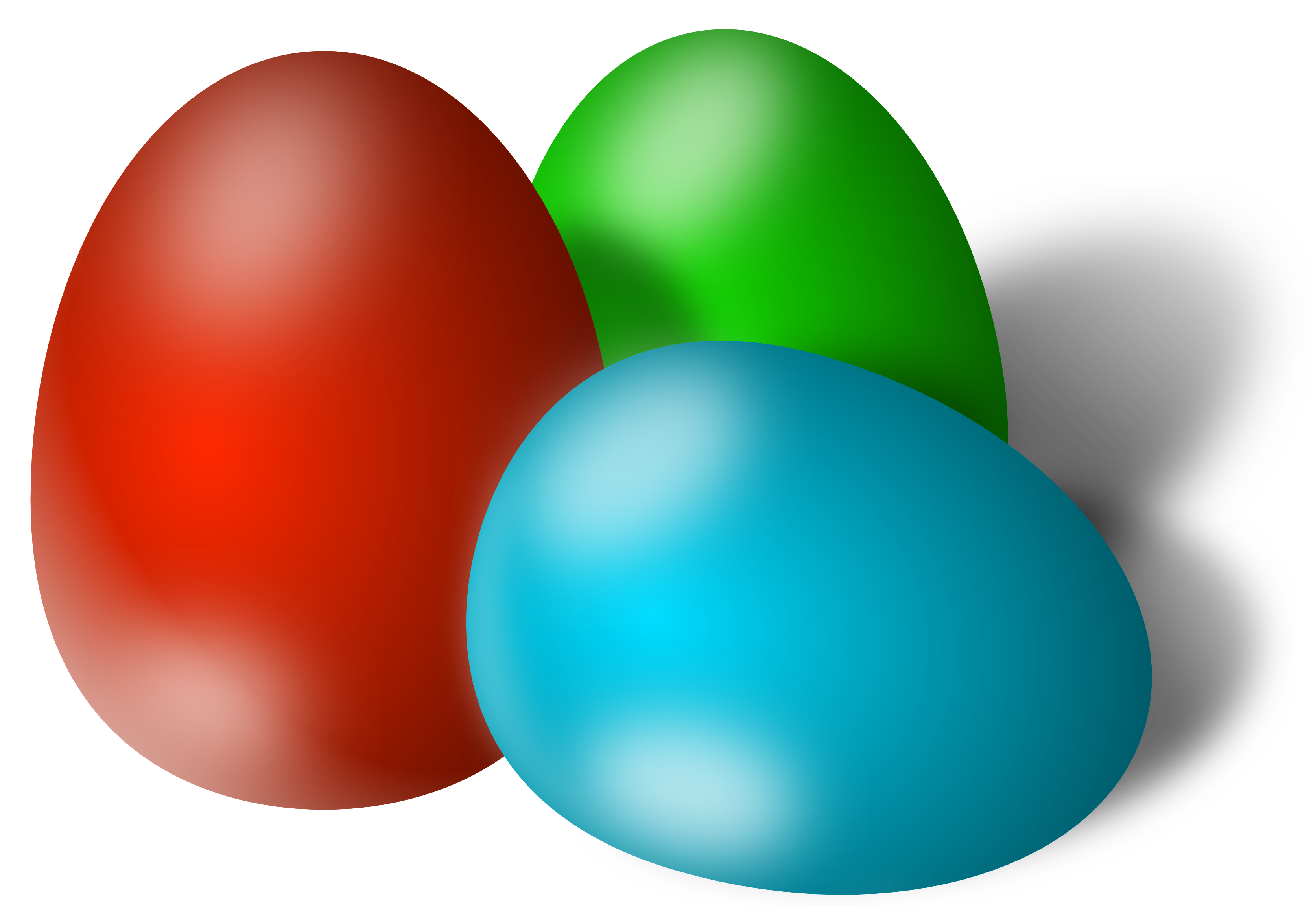 Glossy Red Green And Blue Easter Eggs Assortment PNG Illustration