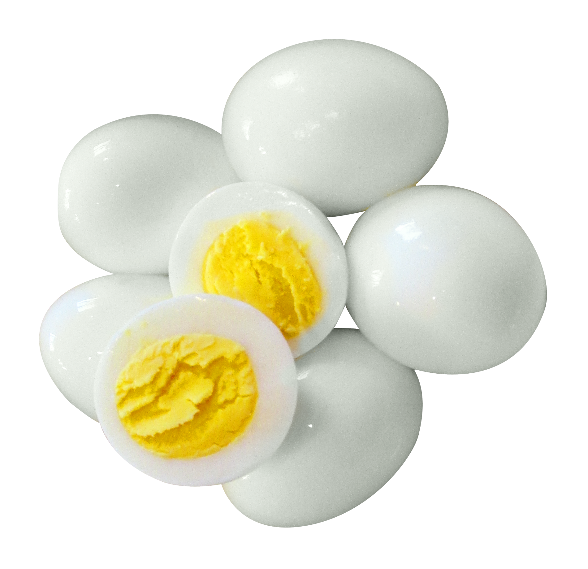 Hard Boiled Eggs With Bright Yolks Grouped Together PNG Food Photo