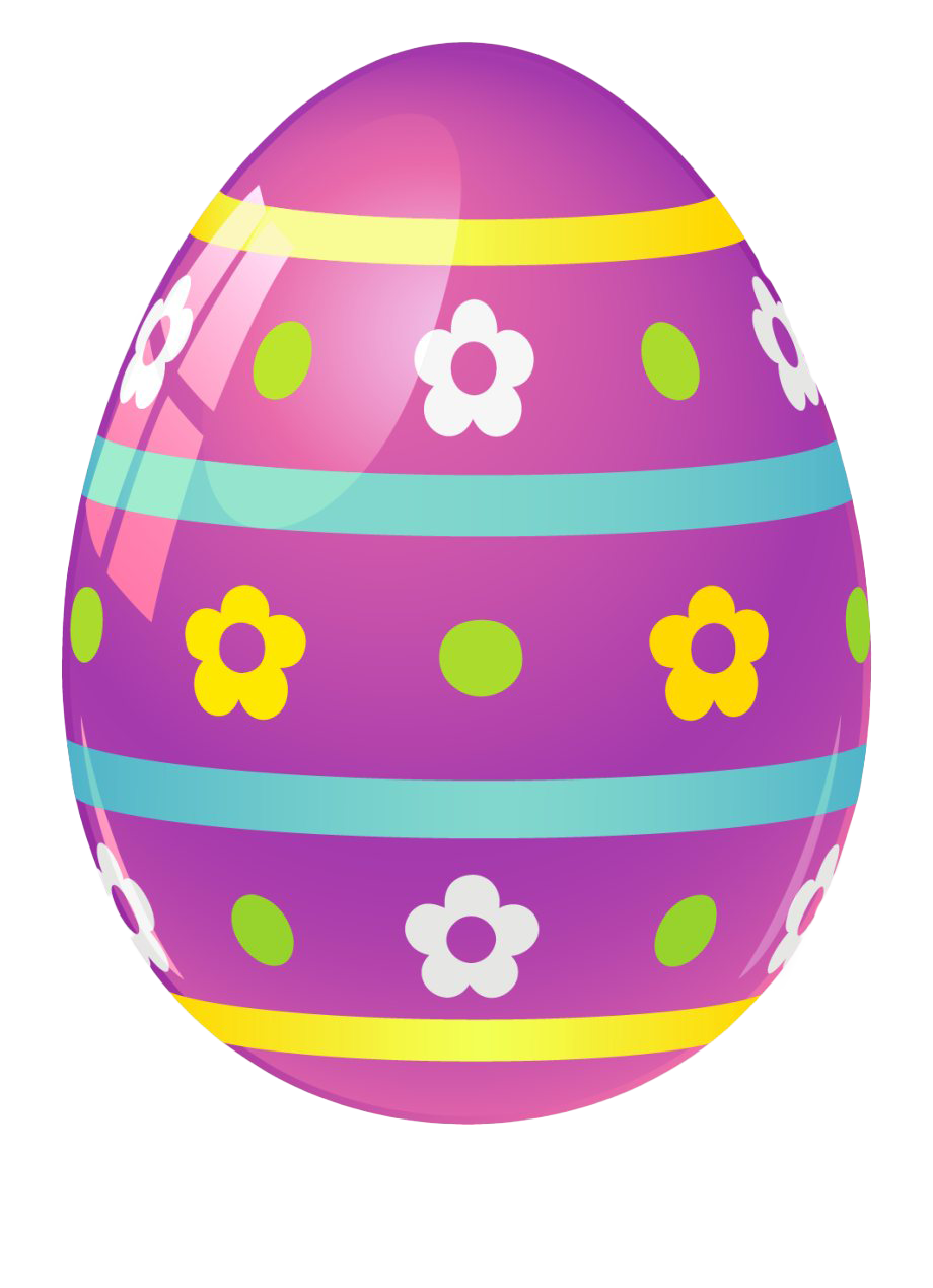 Pink Easter Egg Decorated With Colorful Flower Pattern PNG Illustration