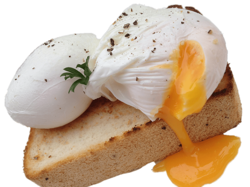 Poached Egg With Runny Yolk Served On Toast PNG Food Photo