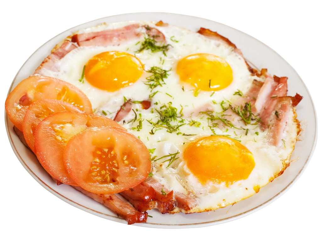 Skillet Baked Eggs With Tomatoes Herbs And Vegetables PNG Food Photo