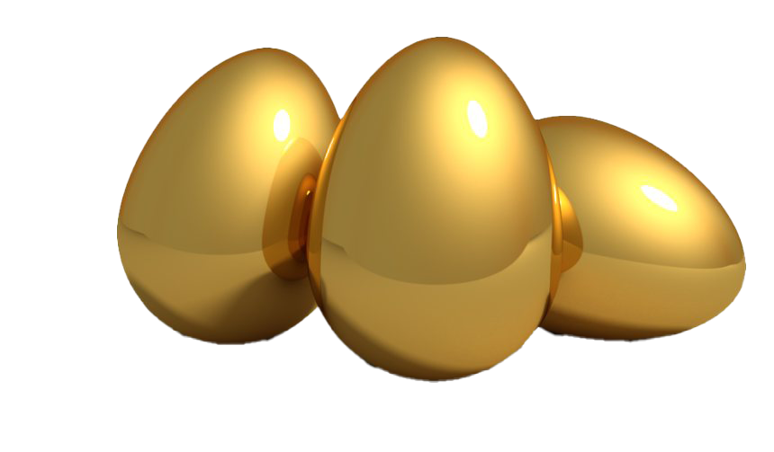 Three Shiny Golden Eggs Isolated Transparent Background PNG Image