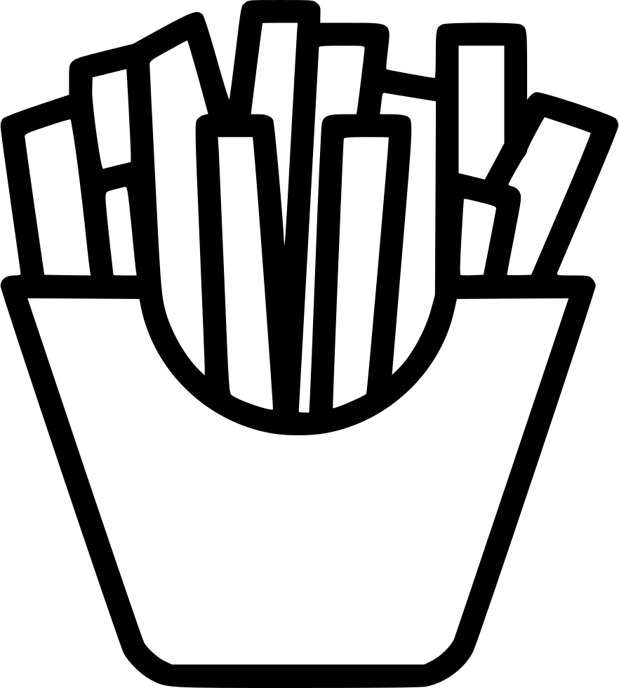 Black Outline Fries In Takeout Cup Minimal Fast Food Icon PNG