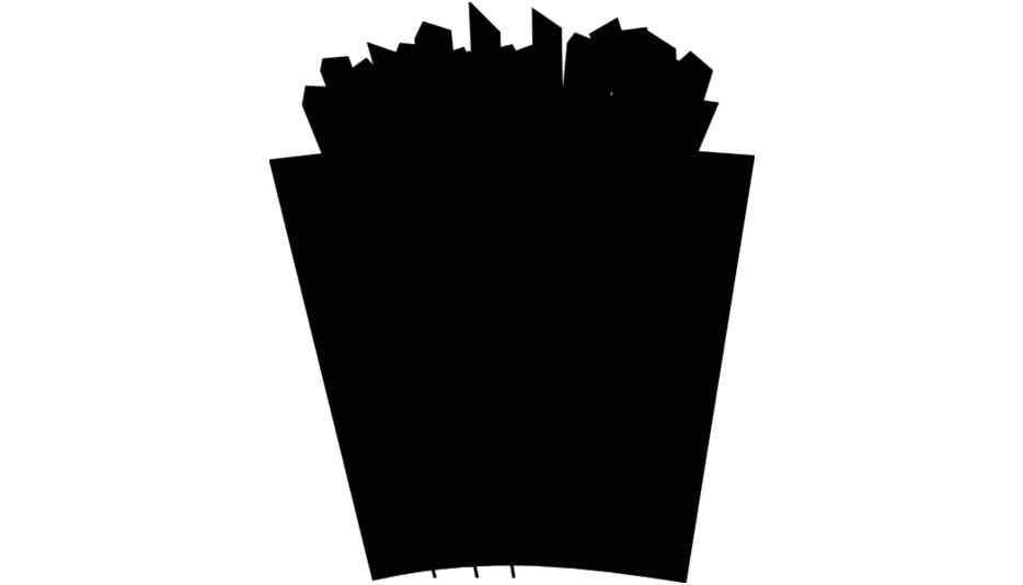 Black Silhouette French Fries Bucket Icon Transparent Background PNG