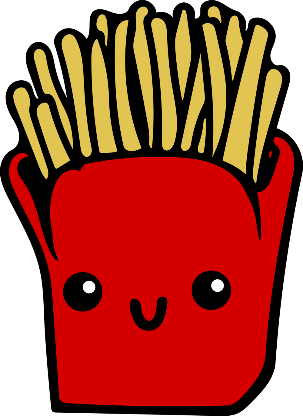 Branded Red French Fries Package With Golden Potato Sticks PNG Product Image