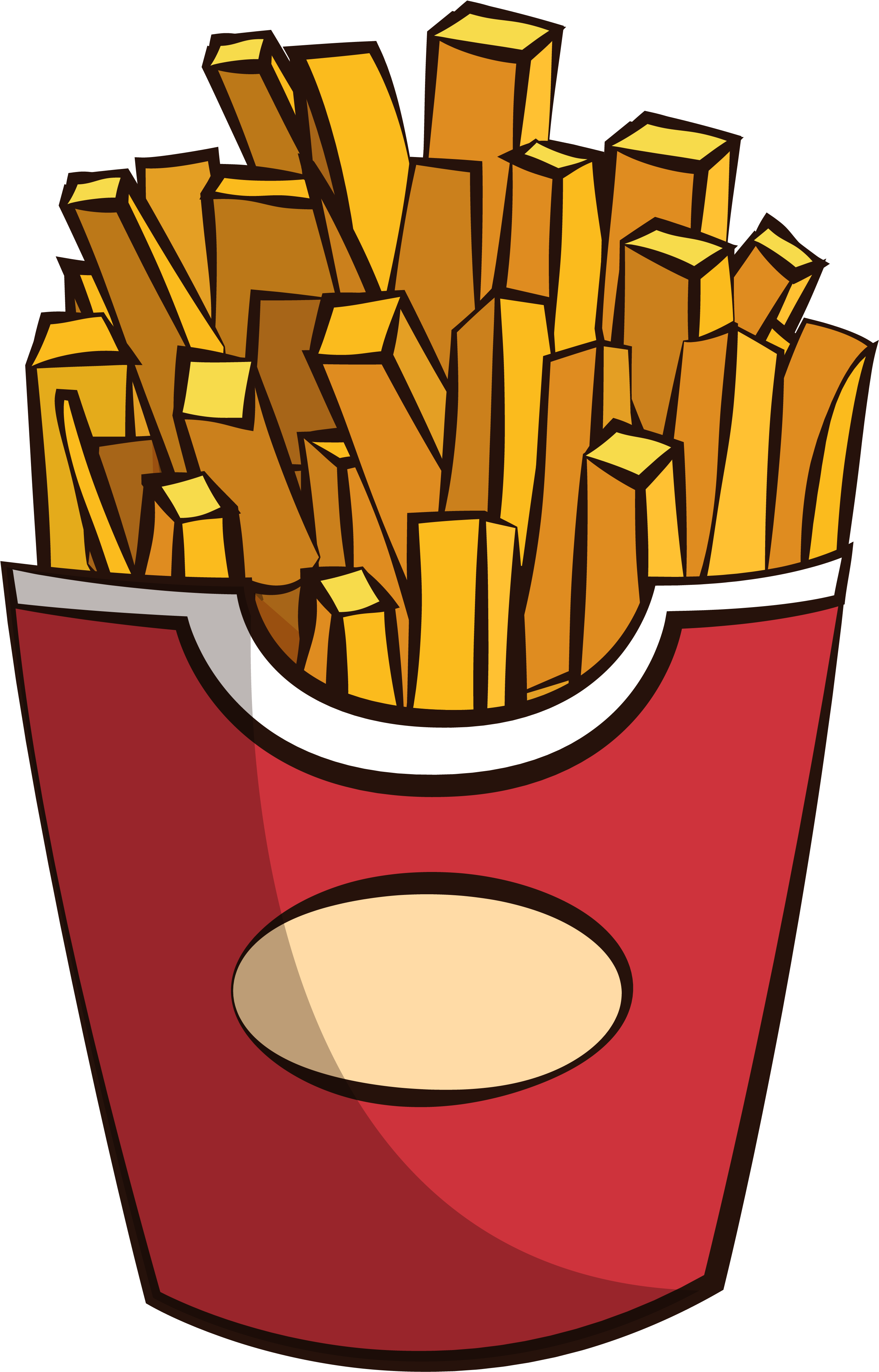 Cartoon Red Fries Bucket Filled With Golden Potato Sticks PNG
