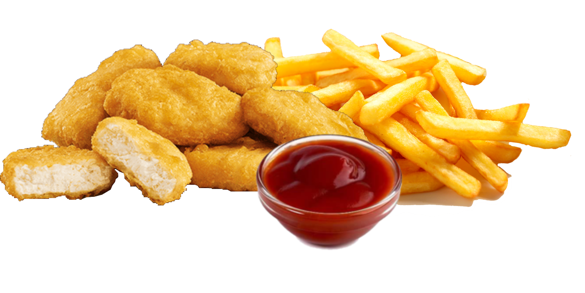 Chicken Nuggets French Fries And Ketchup Dipping Sauce PNG Food Photo