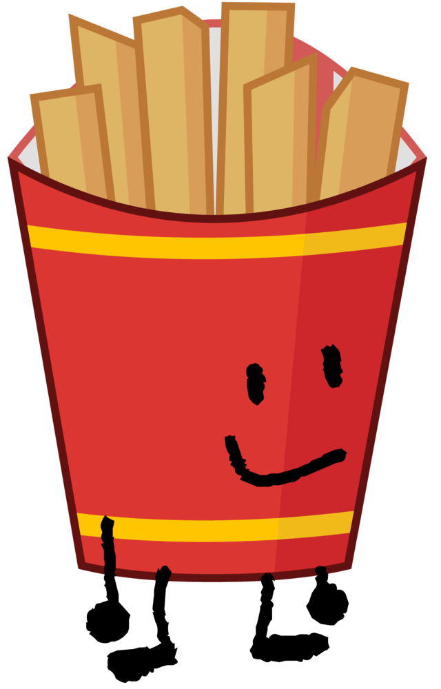 Cute Smiling Red French Fries Cup Cartoon PNG Illustration