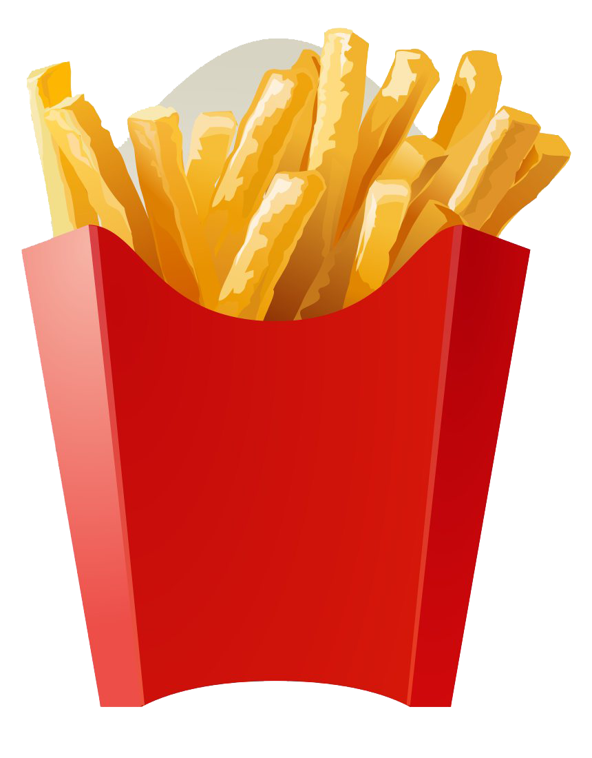 Golden French Fries In Bright Red Takeout Carton PNG Illustration