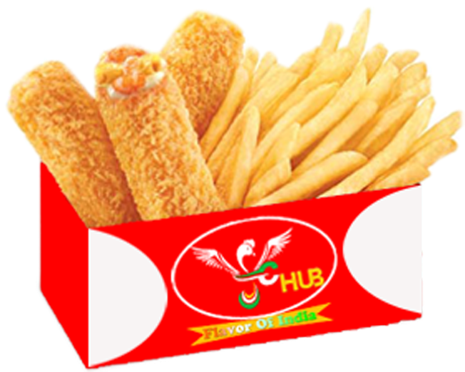 Golden French Fries In Red Fast Food Takeout Carton PNG Product Image