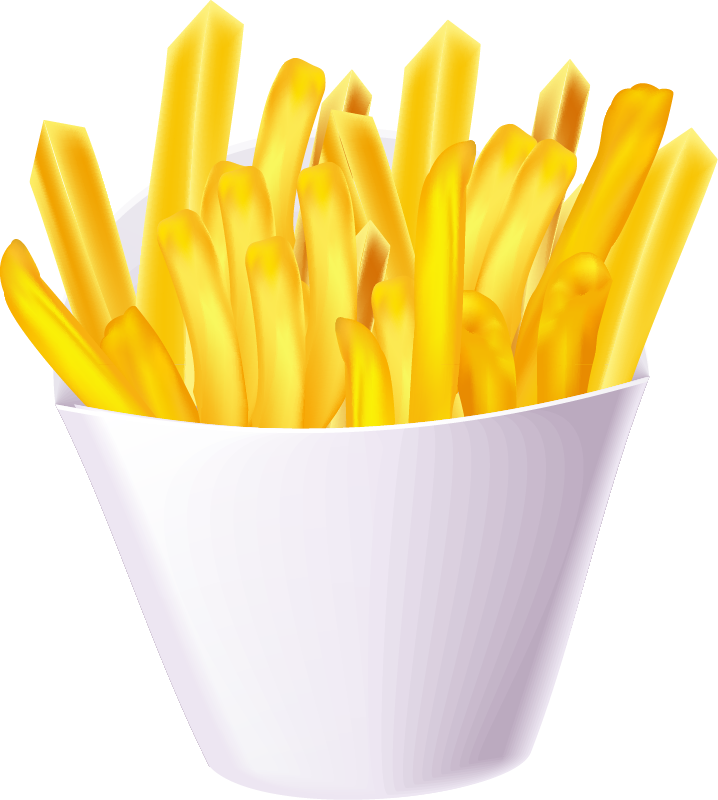 Yellow French Fries In White Paper Cup PNG Clipart