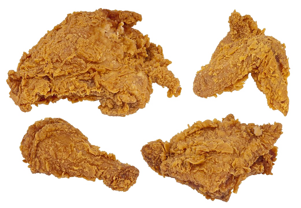 Assorted Golden Breaded Chicken Cutlets and Fillets Isolated PNG Food Image