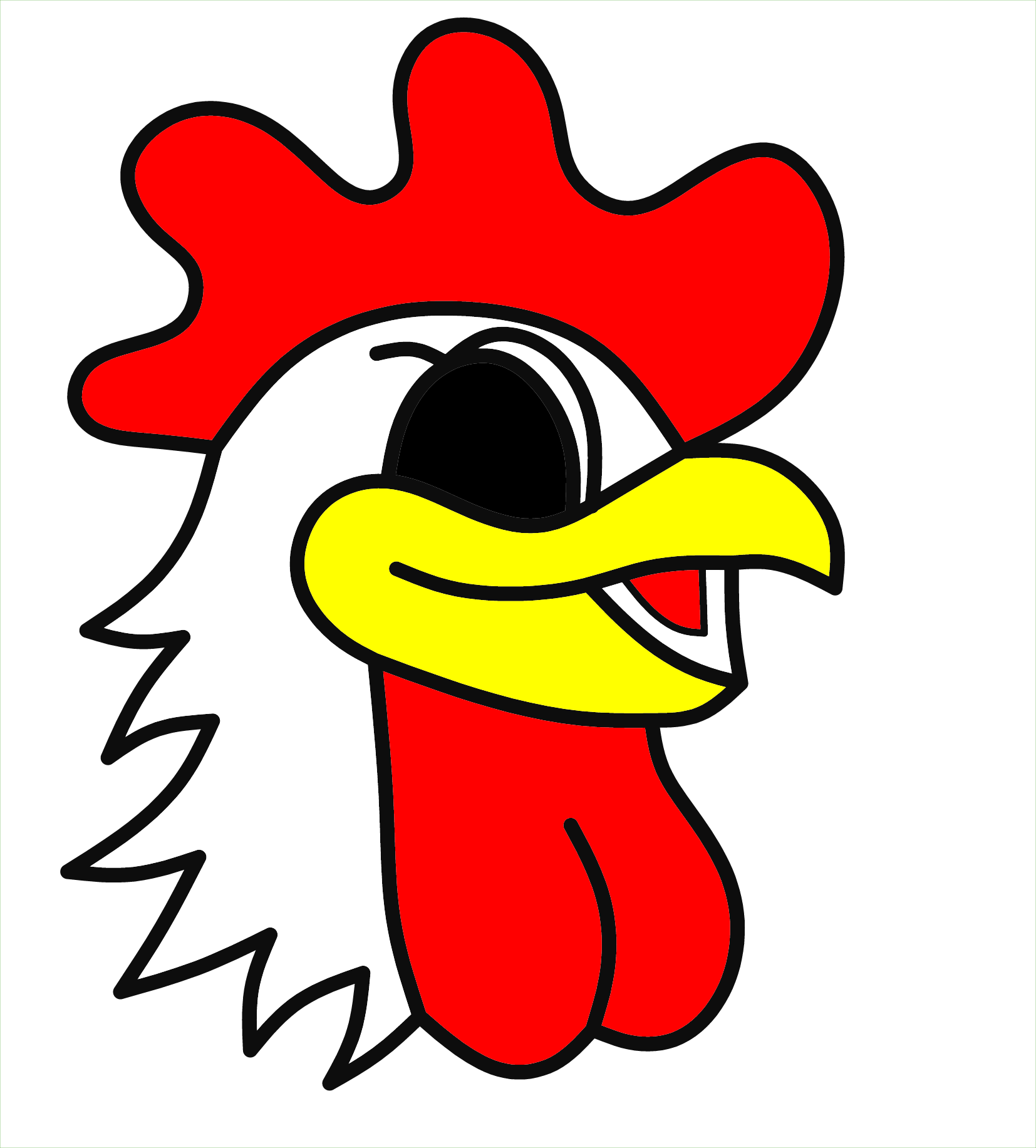 Cheerful Red and White Cartoon Rooster Head Mascot Transparent PNG Clipart