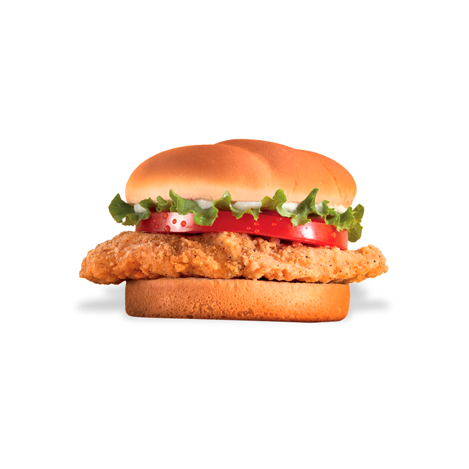 Crispy Chicken Sandwich Burger with Lettuce and Tomato Isolated PNG Image