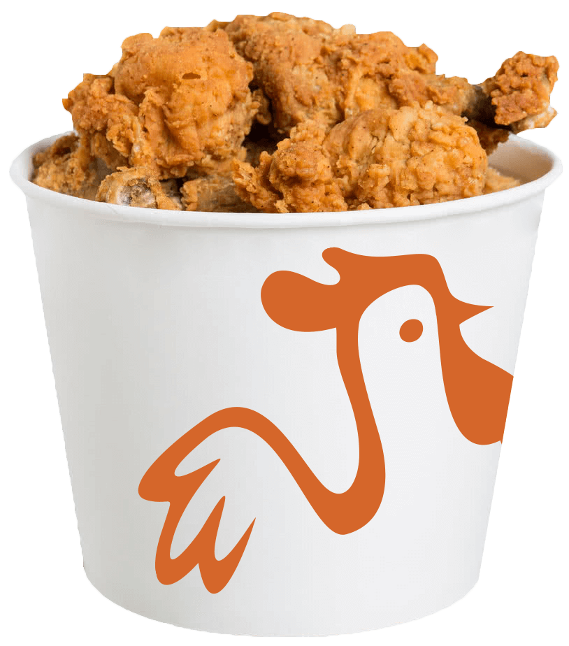 Crispy Chicken Wings in White Takeout Cup with Orange Logo PNG Food Image