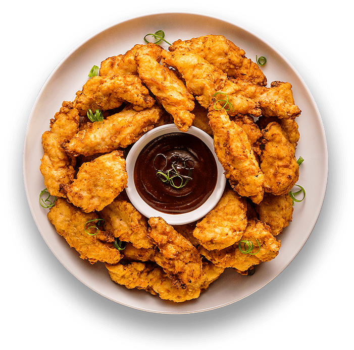 Crispy Fried Chicken Drumsticks with Dipping Sauce on Plate Transparent Food PNG Image