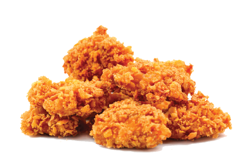 Freshly Fried Boneless Chicken Bites Pile Transparent Background Food PNG
