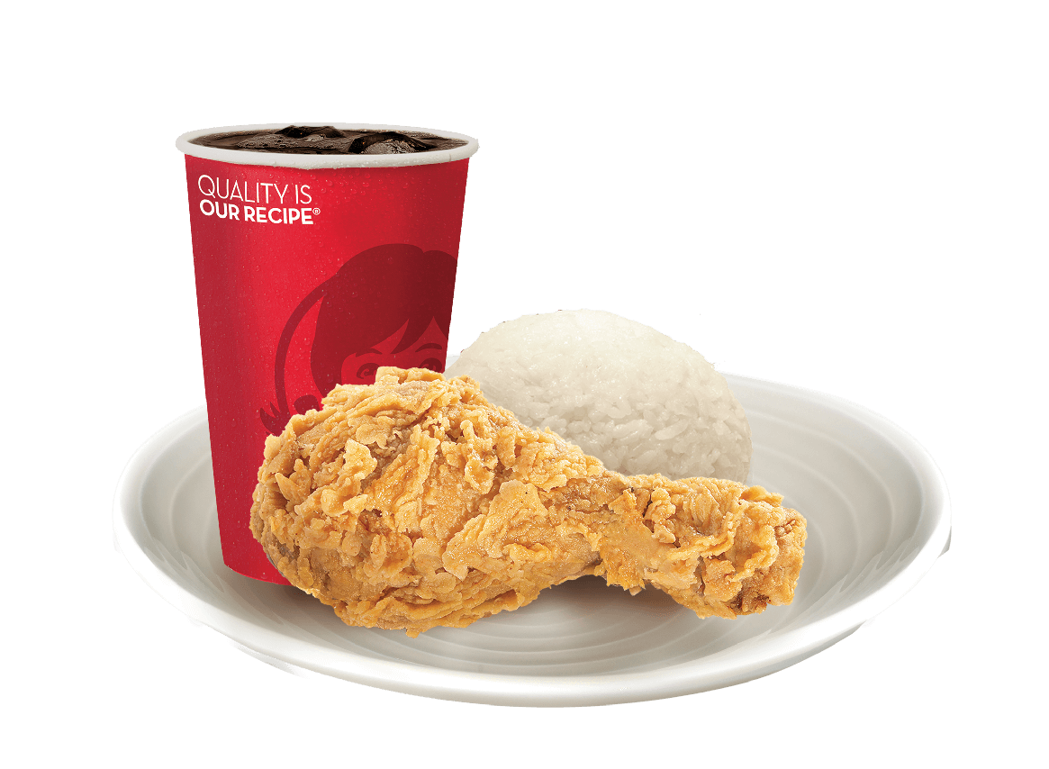 Fried Chicken Combo with Gravy and Red Drink Cup Transparent Background PNG Image