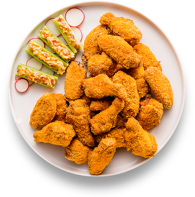 Fried Chicken Nuggets with French Fries on Round Plate Transparent PNG Image