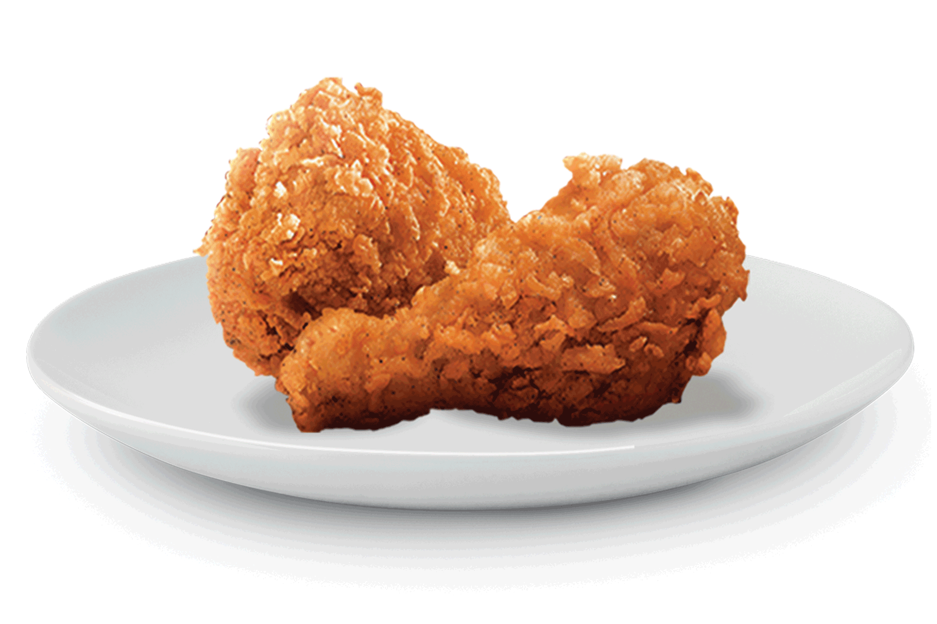 Golden Fried Chicken Tender Pieces on White Ceramic Plate PNG Food Image