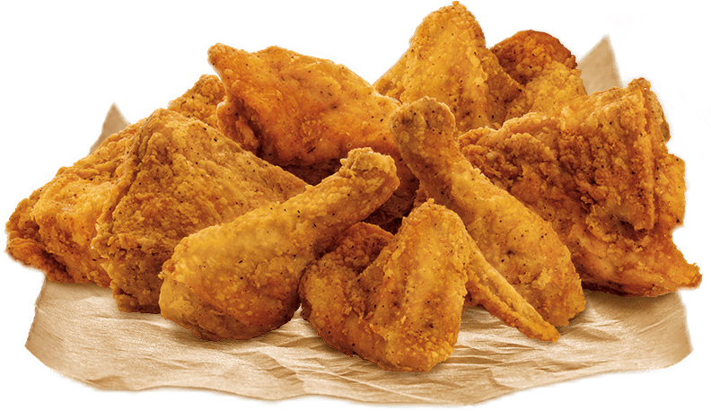 Golden Fried Chicken Wings on Brown Parchment Paper Transparent PNG Food Image
