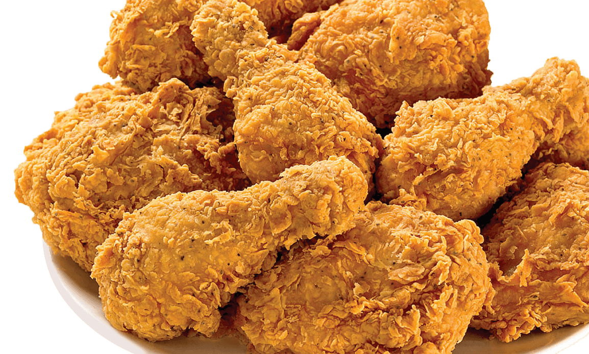 Large Pile of Golden Fried Chicken Wings and Pieces Isolated PNG Food Image