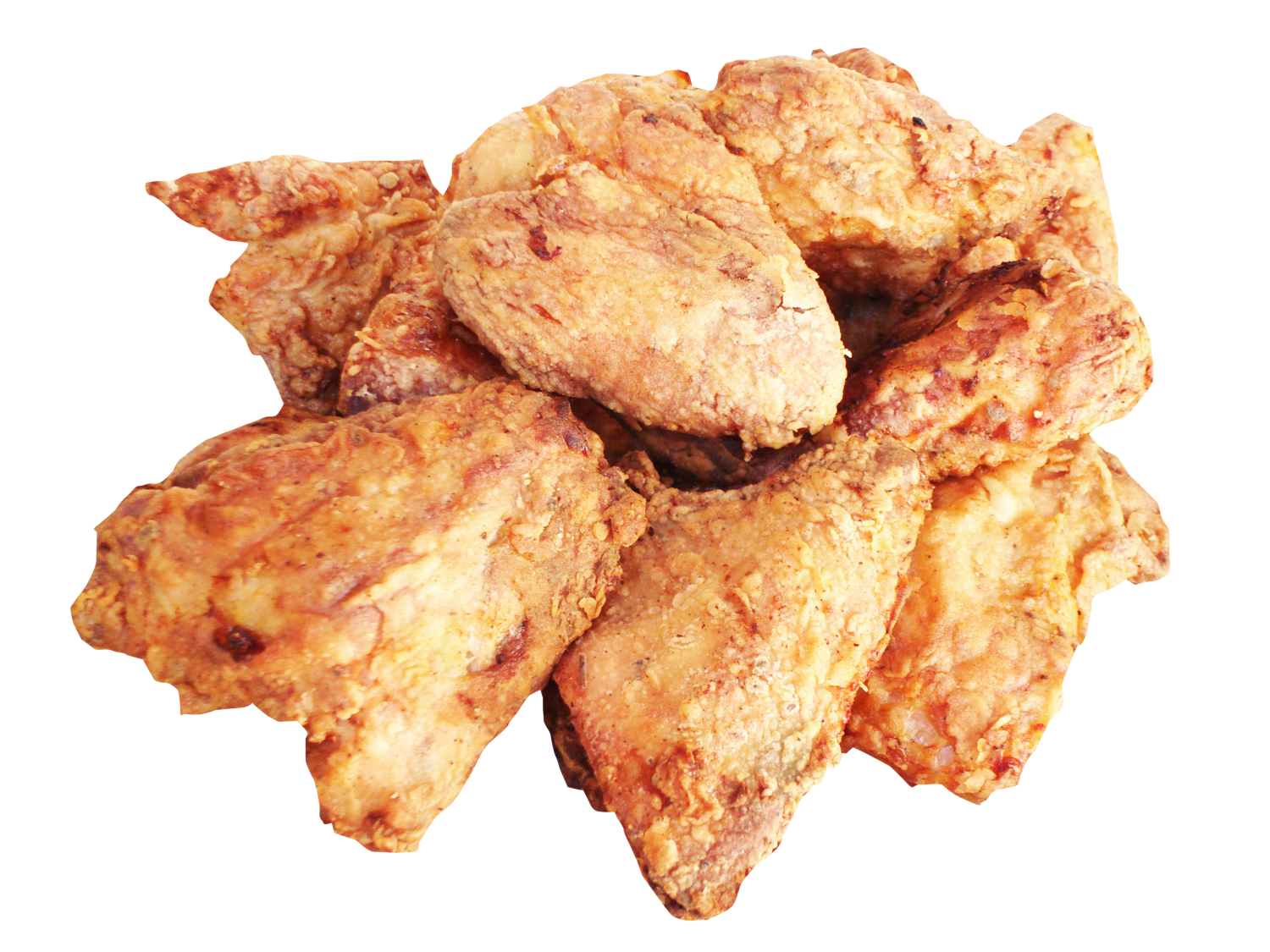 Rustic Pile of Golden Fried Chicken Wings and Drumettes Transparent PNG Image