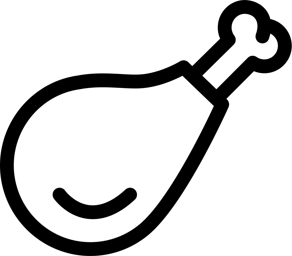 Simple Black Chicken Drumstick Outline Icon Transparent PNG Clipart