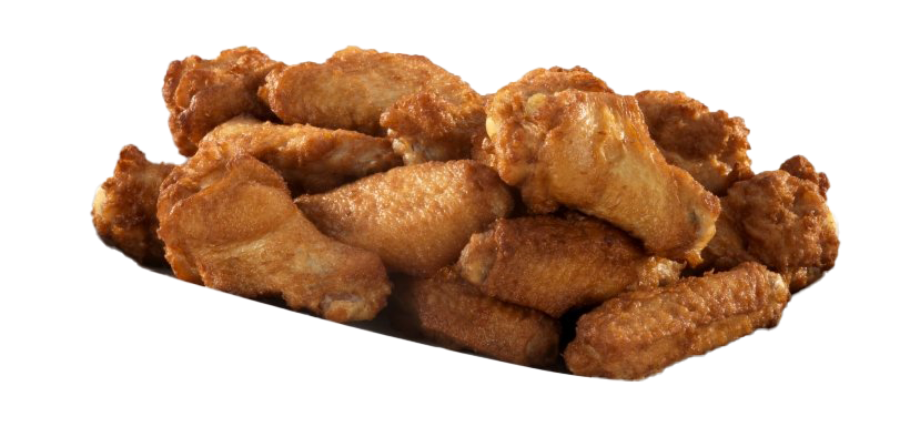 Smoky Fried Chicken Wings on Dark Serving Platter Cutout PNG Food Image