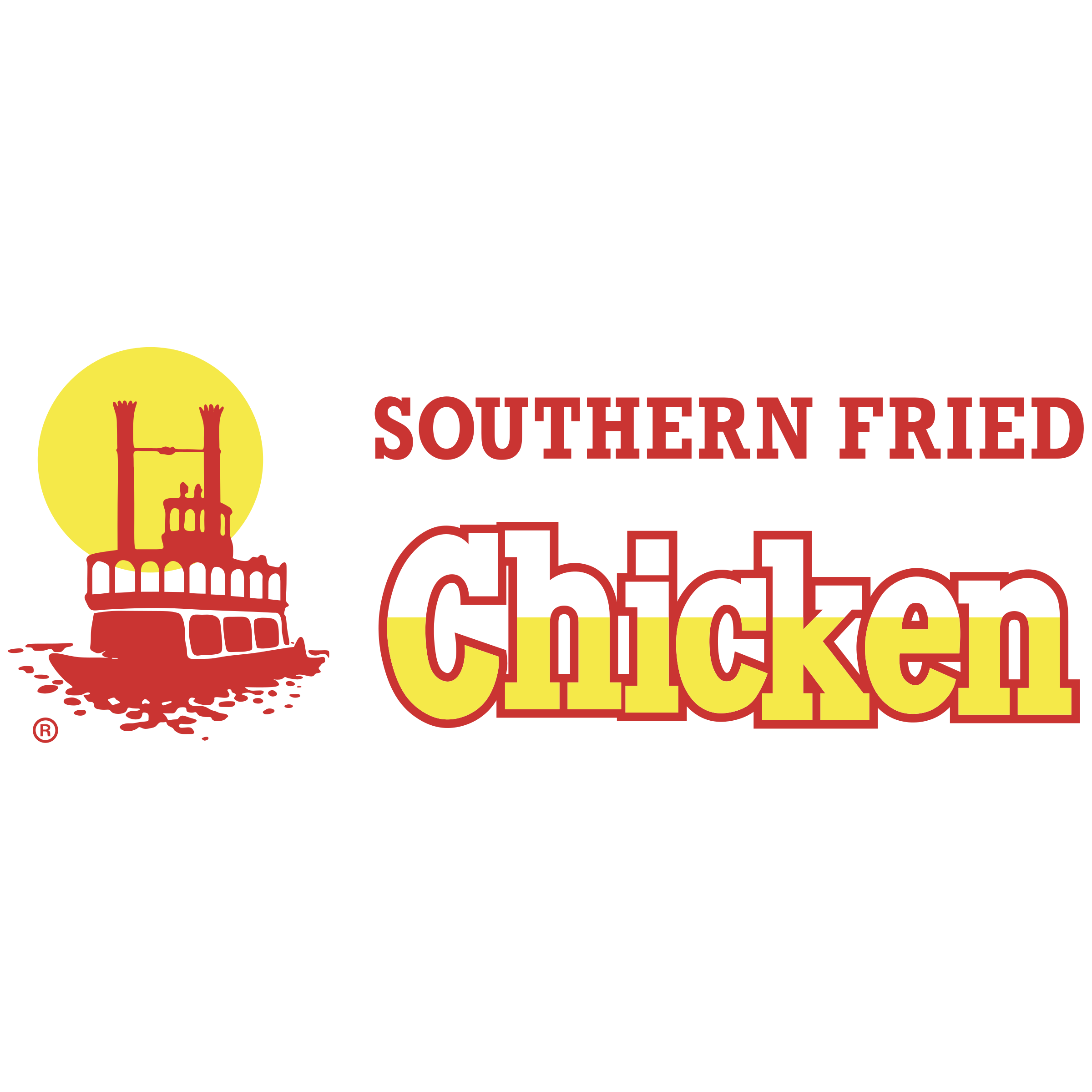 Southern Fried Chicken Restaurant Logo with Red Yellow Text Transparent PNG