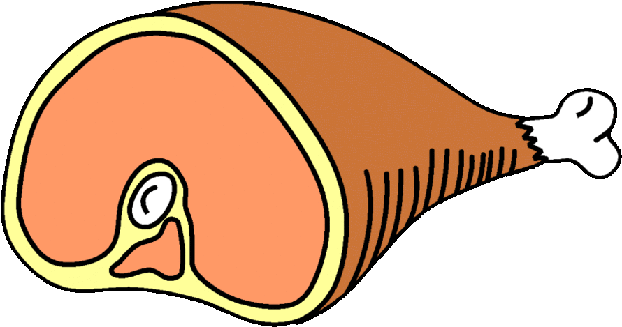 Cartoon Bone In Meat Leg with Pink Cut Center Transparent PNG Clipart Image