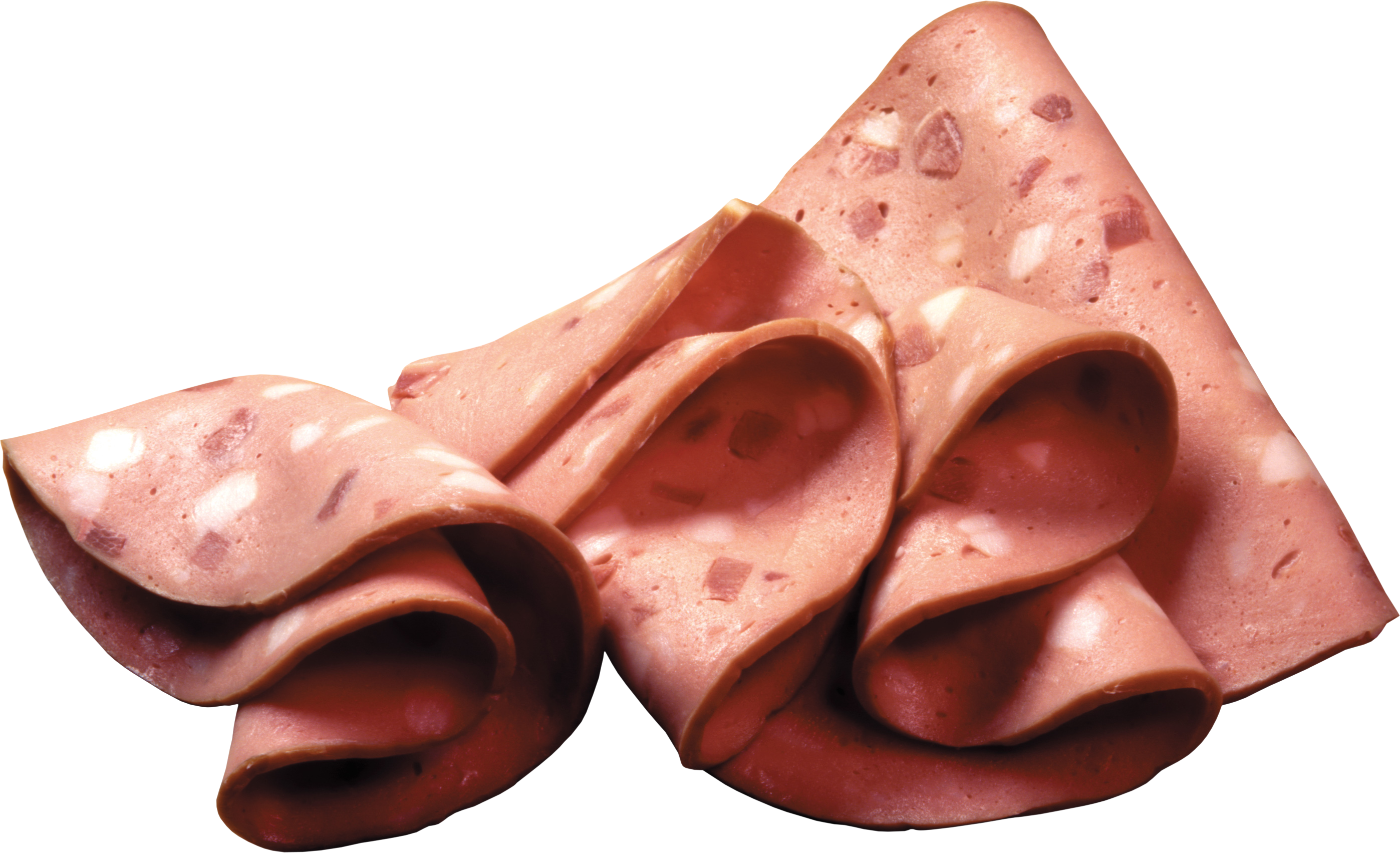 Folded Smoked Bologna Luncheon Meat Slices Transparent PNG Food Image