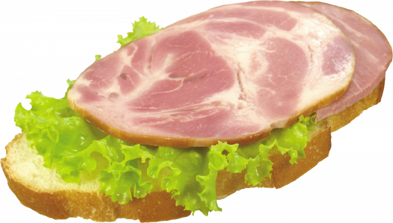 Meat Steak Sandwich with Leafy Lettuce on White Bread PNG Food Image