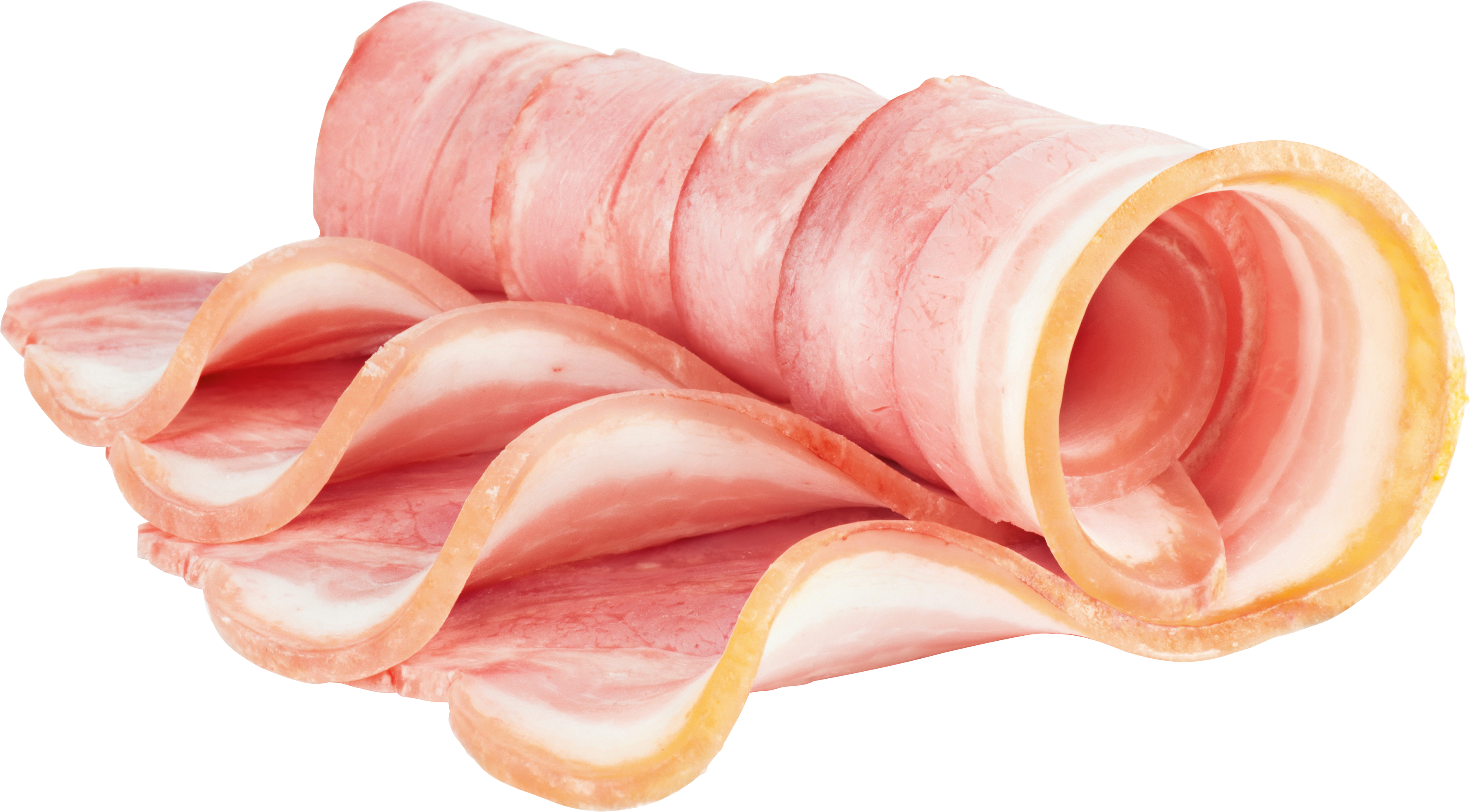 Rolled Smoked Bacon Rashers Isolated on Transparent Background PNG Clipart