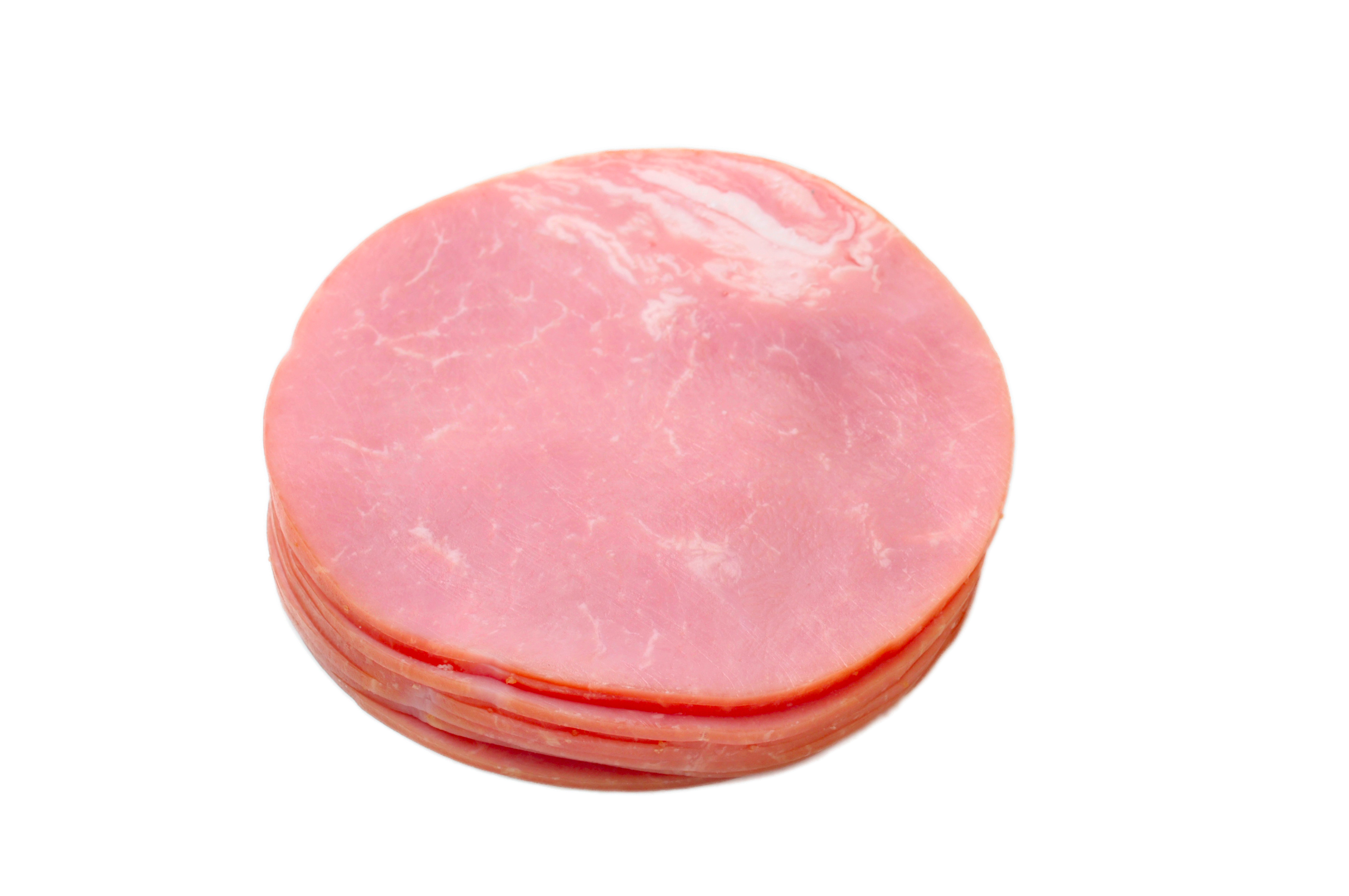 Round Sliced Deli Meat Stack Isolated Transparent Background PNG Food Image