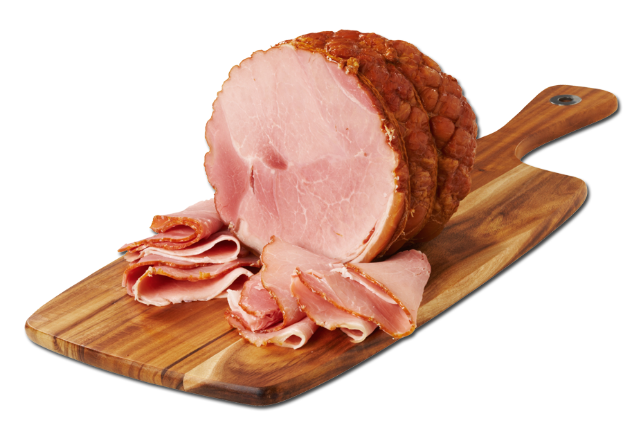 Sliced Boneless Meat Loaf on Wooden Cutting Board Transparent PNG Image