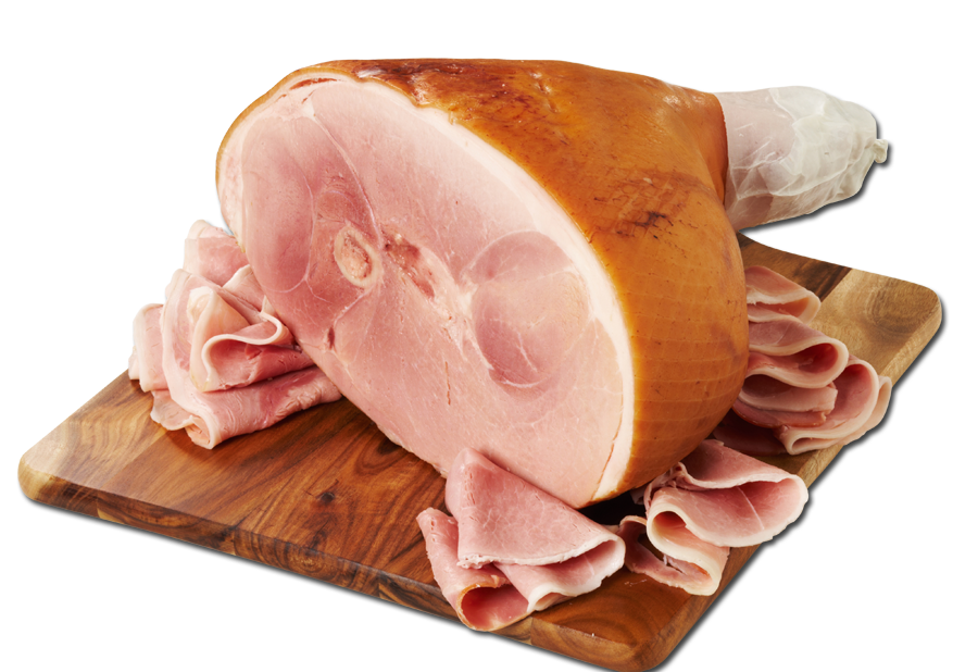Smoked Meat Roast and Sliced Deli Meat on Wooden Board PNG Food Image