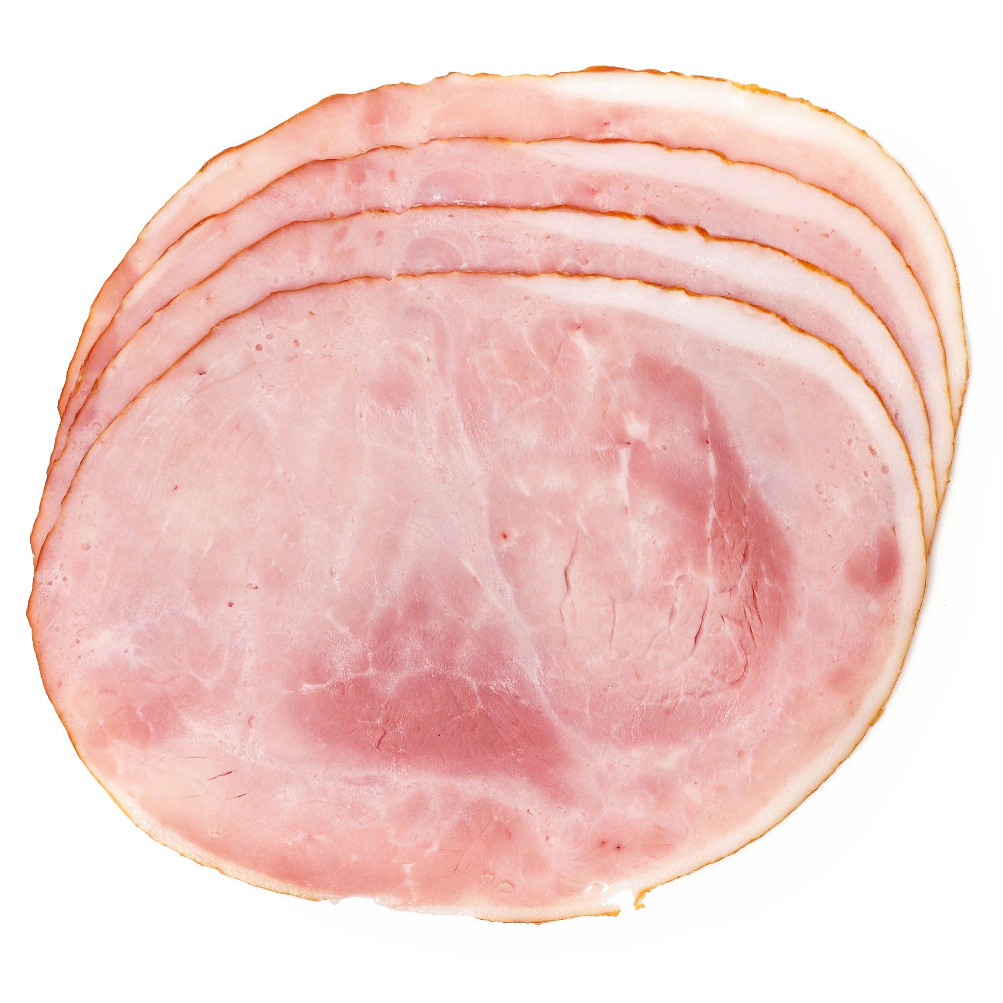 Stack of Thin Round Deli Meat Slices Transparent Background PNG Food Image