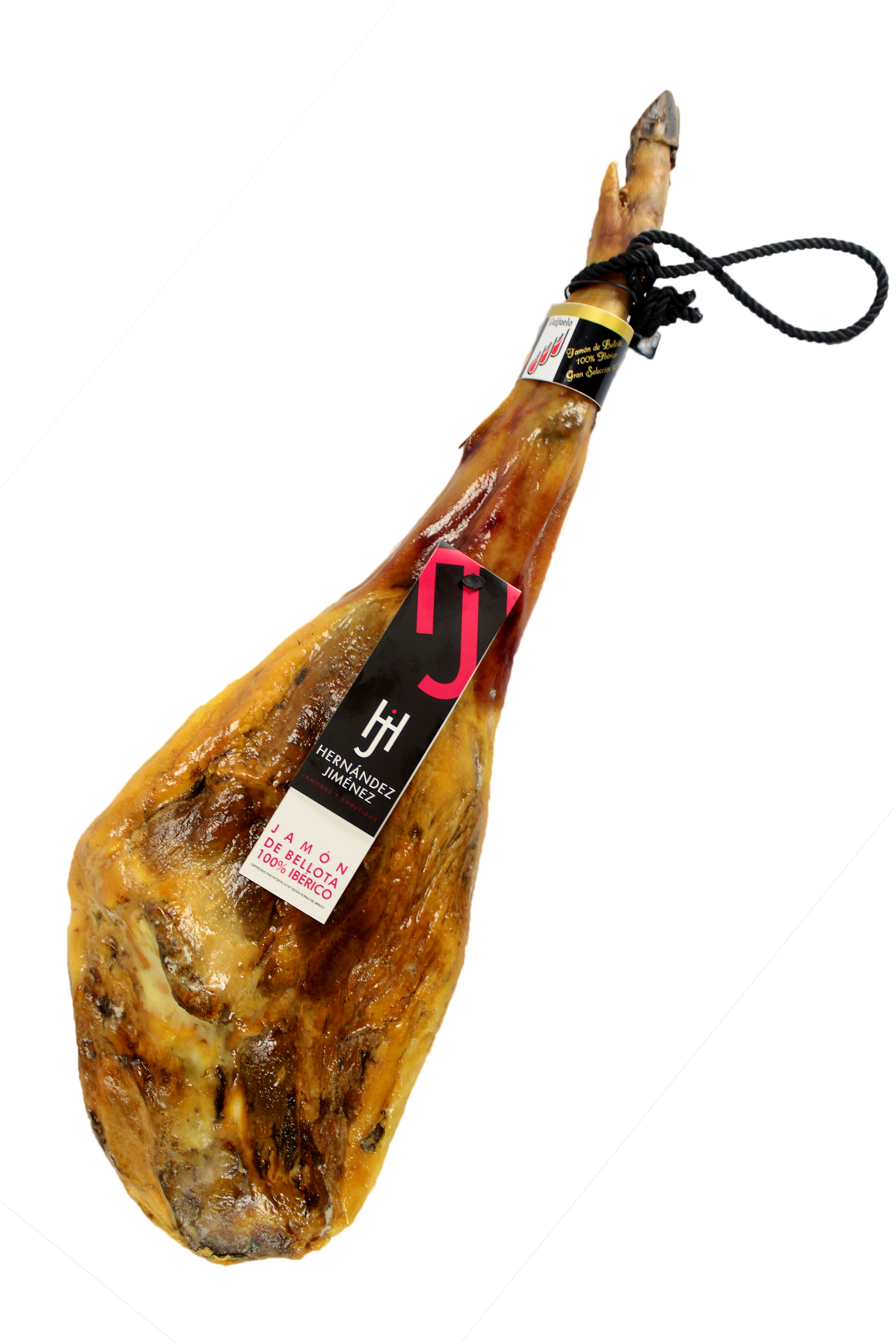Whole Cured Jamon Serrano Meat Leg Hanging with Rope Transparent PNG Image